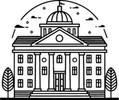 Classic Architectural Building with Dome and Columns Ideal for Coloring Books and Designs vector