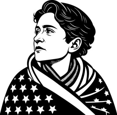 Proud American Representation of a Resilient Portrait with Stars and Stripes for Tattoo Art and Posters