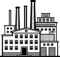 Factory Complex Illustration with Tall Smokestacks for Industrial Design Projects vector