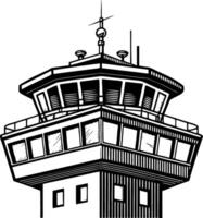Detailed Illustration of an Airport Control Tower Ideal for Coloring and Design Projects vector