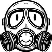 Cartoon Style Gas Mask Character with Big Eyes and Smiling Expression for Fun Designs vector