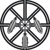 Circle Symbol with Three Feathers Representing Spiritual Journey and Connection to Nature vector