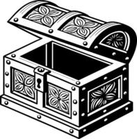 Intricate Open Treasure Chest with Floral Design Ideal for Coloring and Crafting Projects vector