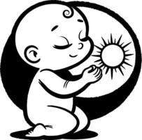 Cute Baby Embracing the Sun for Childrens Illustrations and Design Projects vector