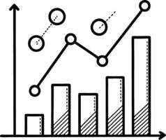 Line Graph with Bar Chart Elements and Data Points for Business Analytics and Presentations vector