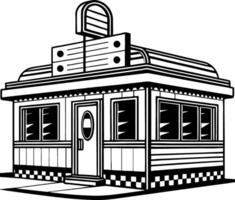 Retro Fast Food Restaurant Building Illustration for Coloring Books and Graphic Design Projects vector