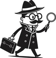 Detective Character with Magnifying Glass and Briefcase for Fun Illustrations and Designs vector