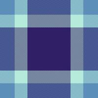 Grungy check plaid pattern, outfit texture seamless fabric. Christmas card textile background tartan in indigo and cyan colors. vector