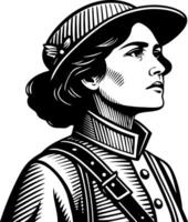 Vintage Female Soldier Portrait for Print Design and Creative Projects vector