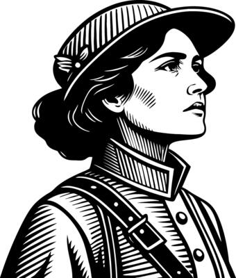 Vintage Female Soldier Portrait for Print Design and Creative Projects