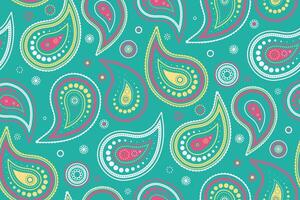 A colorful paisley pattern on a turquoise background vector
