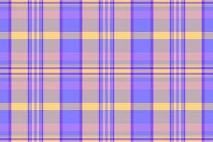 Lined tartan textile pattern, hounds tooth seamless texture . Grungy check fabric background plaid in indigo and amber colors. vector