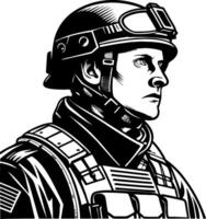 Military Soldier Profile Illustration for Use in Custom Designs and Tactical Themes vector