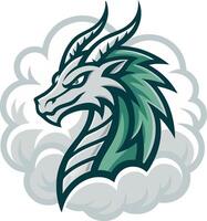 Majestic Dragon Head in Clouds Fierce and Dynamic Design for Tattoos and Illustrations vector