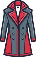 Stylish Gray and Red Double-Breasted Overcoat for Fashion Design and Illustrations vector