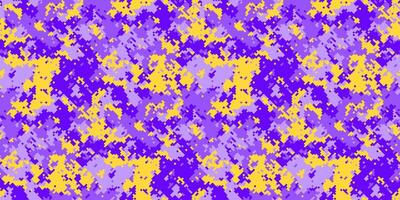 Abstract digital camouflage pattern in vibrant purple and gold. Ideal for fashion, textiles, backgrounds, and graphic design projects. The pixelated texture offers a modern, energetic aesthetic. vector