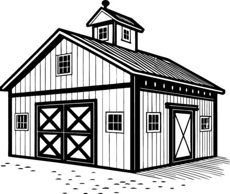 Detailed Rustic Barn Illustration Perfect for DIY Projects and Farmhouse Decor