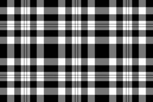 Punk check seamless texture, surface fabric background textile. Purity plaid tartan pattern in black and white colors. vector
