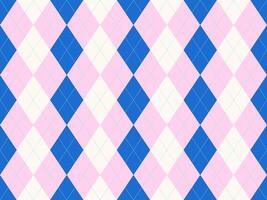 Vibrant argyle pattern in pink, blue, and cream. Perfect for backgrounds, textiles, or playful designs. This cheerful, classic diamond pattern evokes feelings of sophistication and fun. vector