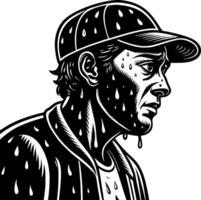 Drenched Man in Cap with Rain Droplets for Expressive Art Mascot Designs and Illustrations vector