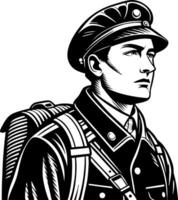 Military Officer Standalone Art Serious Expression for Tattoo Design and Merchandise vector