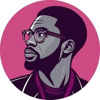 Stylish Portrait of a Thoughtful Man with Glasses Great for Graphic Design and Tattoos vector