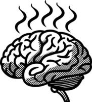 Illustration of a Human Brain with Steam Evaporating Symbolizing Thought and Creativity vector