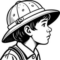 Young Explorer Wearing Safari Hat Side Profile Illustration for Adventure Themed Projects vector
