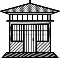 Japanese Style House Illustration for Architectural Concepts and Coloring Activities vector