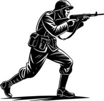 Dynamic World War Soldier in Action with Rifle Illustration for Military Themes vector