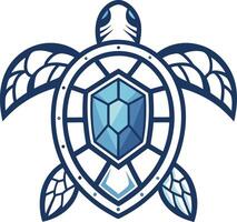 Stylized Turtle with Gem Shield Art for Tattoo Design and Graphic Applications vector