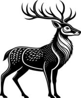 Majestic Stag Silhouette with Intricate Patterns for Nature Inspired Art and Design vector