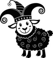 Playful Cartoon Sheep with Jester Hat Ideal for Kids Coloring Books and Fun Illustrations vector