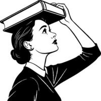 Elegant Woman Balancing Book on Head for Creative Learning and Confidence Illustration vector