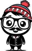 Cute Illustrated Boy with Glasses and Beanie in Formal Suit Character Design for Kids vector