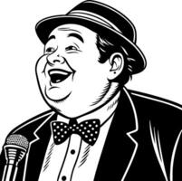 Smiling Comedian Microphone Bowtie Cartoon Illustration Perfect for Event Promotions and Designs vector