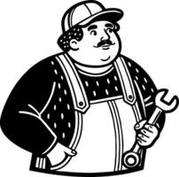 Friendly Mechanic Character with Wrench in Overalls and Cap for Promotional and Graphic Use vector