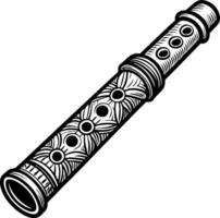 Intricately Designed Wooden Flute with Floral Patterns for Artistic Creations and Decals vector