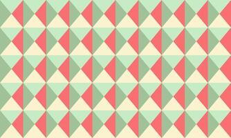 Abstract geometric seamless pattern. Pastel coral, mint green cream triangles create a vibrant, retro design ideal for website backgrounds, textile prints, or modern branding. vector