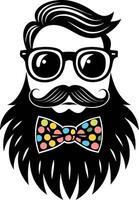 Hipster Beard Character with Glasses and Colorful Bowtie Design for Creative Projects vector