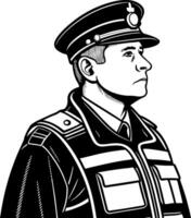 Illustration of a Uniformed Male Officer in Profile View for Design and Art Projects vector
