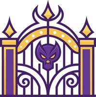 Gothic Ornamental Gate Design Featuring Skull Motif for Tattoo Design or Graphic Projects vector