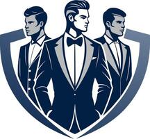 Stylish Three Men in Suits Representing Elegance and Sophistication for Branding vector