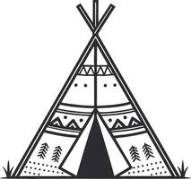 Stylized Teepee with Geometric Patterns for Bohemian Decor and Creative Projects vector