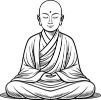Meditating Buddha Outline Art for Spirituality Tattoo Design or Coloring Book Inspiration vector