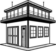 Modern House Outline with Balcony and Garage Ideal for Coloring and Design Projects vector