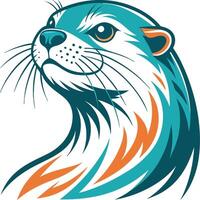 Stylized Otter Illustration with Vibrant Colors for Tattoo Design and Coloring Book vector