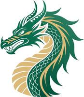 Fierce Dragon Head Design with Intricate Scales and Dynamic Color Palette for Tattoos and Art vector