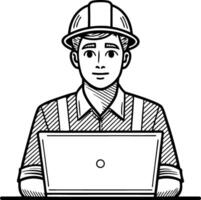 Engineer Working on Laptop Illustration for Technical Projects and Creative Designs vector