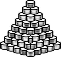 Stacked Coin Pyramid Illustration for Financial Growth and Wealth Symbolism vector